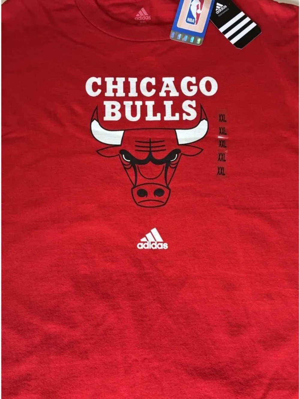 NBA Adidas Chicago Bulls Performance T-Shirt Red Men's 2XL NWT DEADSTOCK Wicking